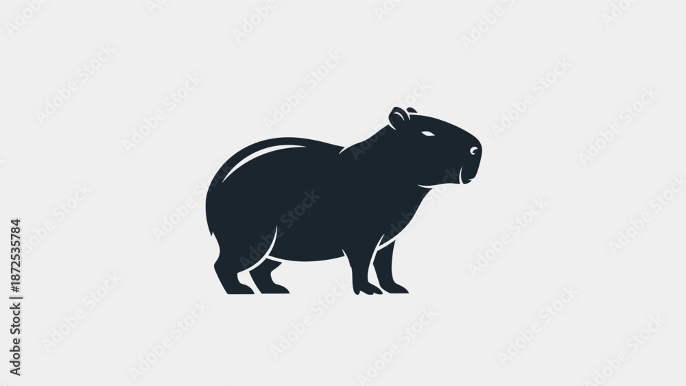 Obraz premium Capybara Rodent Silhouette Profile View Animal.