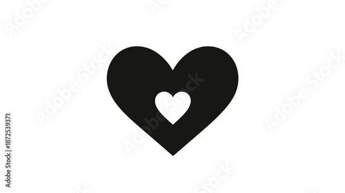 Black Heart Shape with Inner Heart.