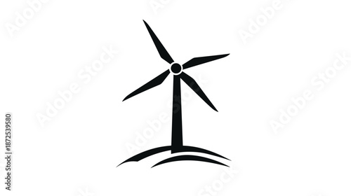 Wind Turbine Silhouette Renewable Energy Icon.