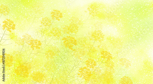 水彩で描いた幻想的な菜の花の背景