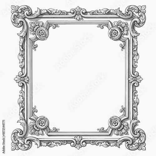 Ornate Baroque Frame with Floral Swirls - Vintage Decorative Border