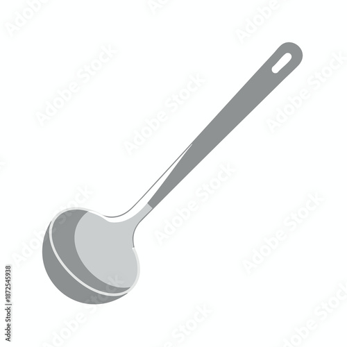 Silver Serving Ladle Isolated on White Background
