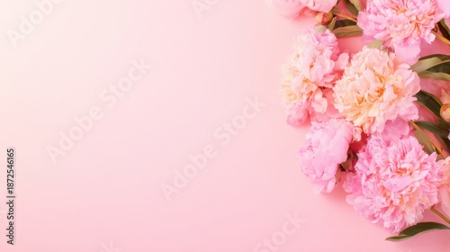 Bright pink flowers arranged on soft pink background for decorative purpose
