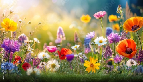 Vibrant Wildflower Meadow Border Floral Design Spring Summer Blooms