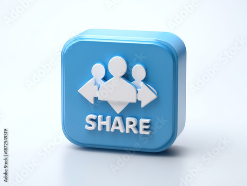 A blue share button with people icons on it.