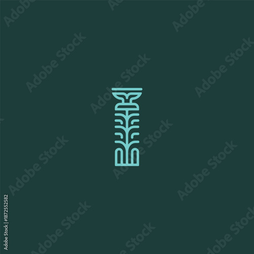 Abstract totem pole simple line logo symbolizing heritage, identity, and strength.