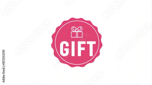 Gift box pink circle icon