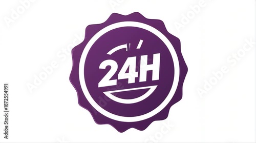 24H support purple round badge
