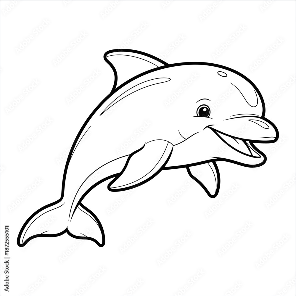 Obraz premium Cute dolphin vector illustration isolated on white background swimming in the ocean