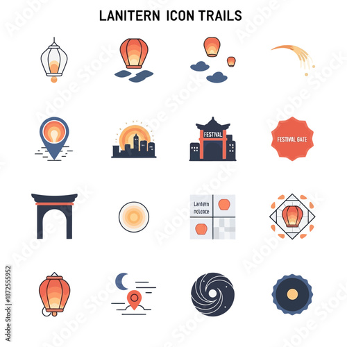 Lantern Icons and Symbols in Various Designs.