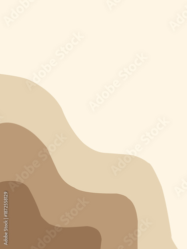 Beige sand layered abstract background with organic curves. Neutral earth tone wavy layers vertical vector background. Minimalist beige organic layered shapes background