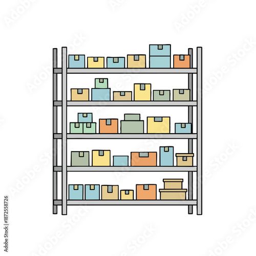 Colorful Boxes on Shelves