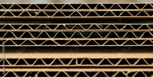 Close-up of corrugated cardboard showing detailed texture