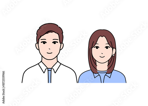 若いカップルのシンプルなベクターアイコンイラスト素材