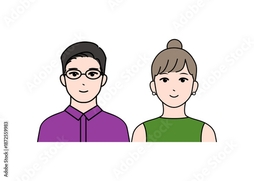 若いカップルのシンプルなベクターアイコンイラスト素材