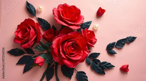 Abstract bouquet of roses on a bright background. 
