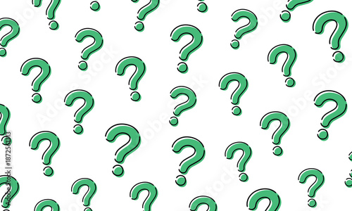 Vector Green Question Marks On White Background