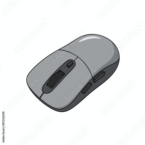 Gray Wireless Computer Mouse Illustration