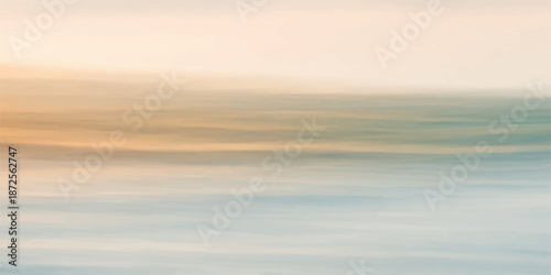 A beautiful summer sunset paints the orange horizon as sunlight breaks through clouds over the blue sea water creating a serene nature landscape