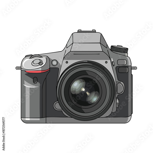 Illustration of a digital single lens reflex camera