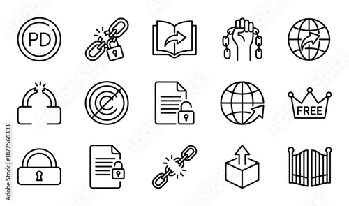 Open access information vector icons collection for public domain, access and share