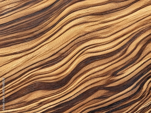 Planed Zebrano Wood with Wavy Grain and Smooth Texture
