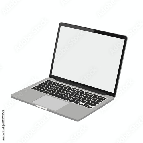 Silver Laptop with Blank Screen