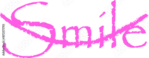  pink handwritten word 'smile' 