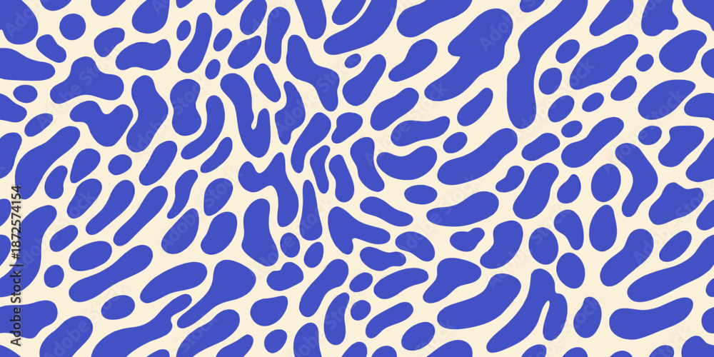 Obraz premium Abstract blue and cream pattern with organic irregular shaped spots