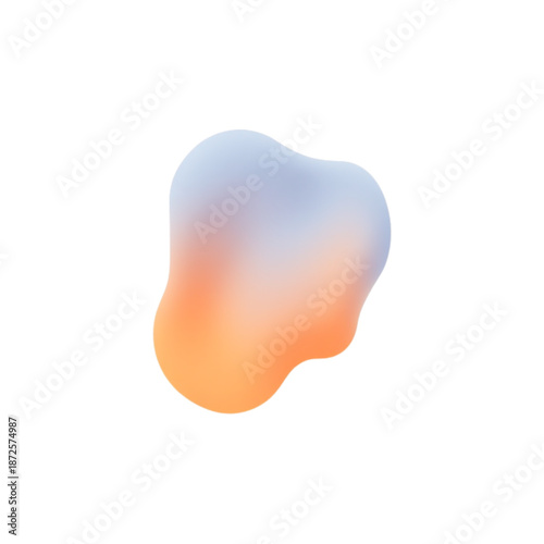Smooth gradient blob in ethereal blue and vibrant orange tones against a pristine white background