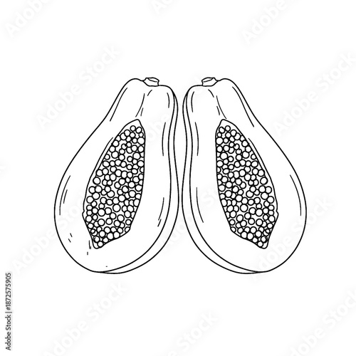 Half of the papaya fruit isolated on white background