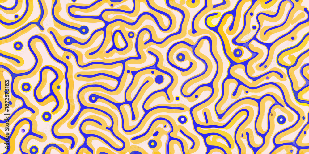 Fototapeta premium Abstract background with flowing yellow and blue organic shapes