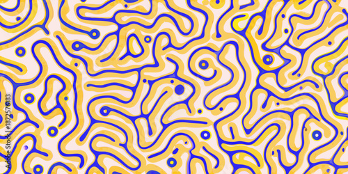 Abstract background with flowing yellow and blue organic shapes
