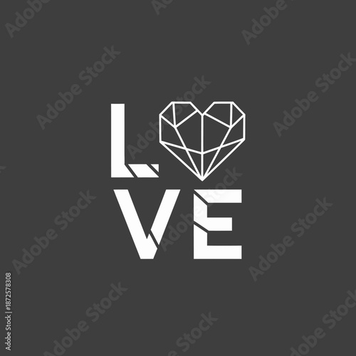 Modern love symbol with heart and geometric design