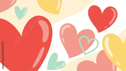 Colorful Heart Illustration Featuring Various Hearts in Different Sizes and Shades, SR_383cd330 Reference