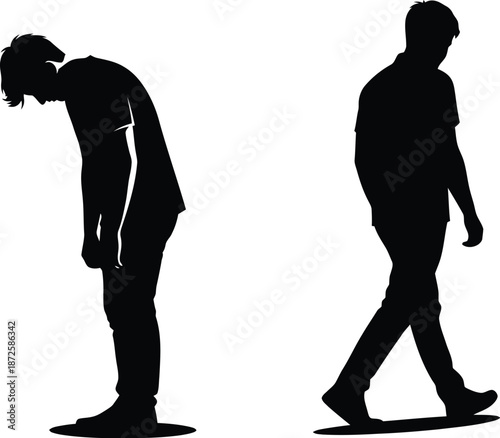 Broken relationship silhouette concept representing divorce and depression