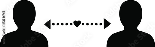 Long distance love between two people with heart and arrows