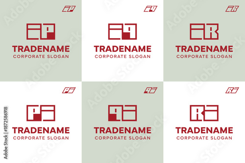 Letters IP PI IQ QI IR RI Square and Dynamic Logo Set