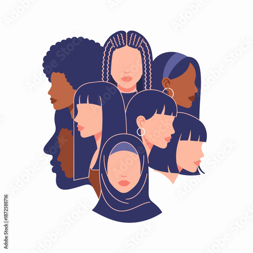 Diverse Global Female Community Illustration: Celebrating Unity, Empowerment, and Multiculturalism