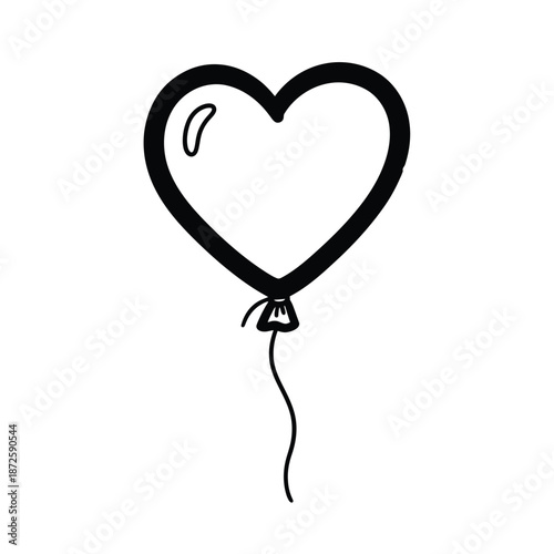 Black Heart Shaped Balloon Illustration Design.