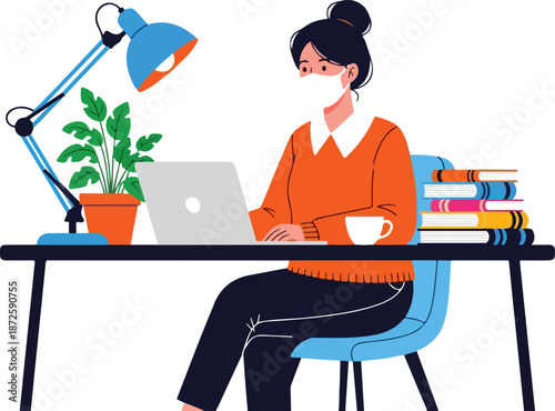 Happy mother's day to all lovely moms working from home on laptop with family