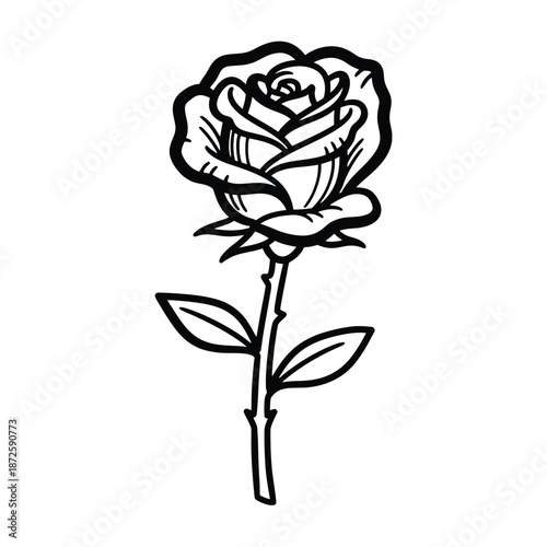 Black and White Rose Illustration.