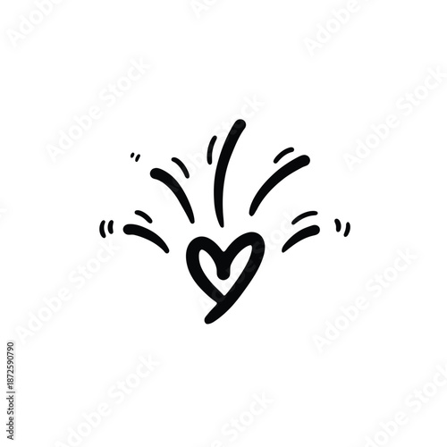 Hand Drawn Heart Symbol with Motion Lines.