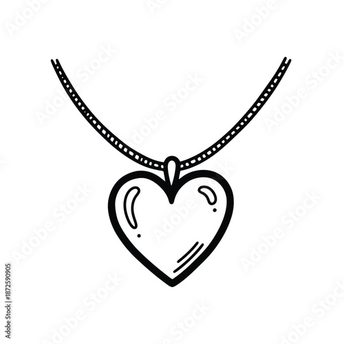 Heart Shaped Pendant on Chain Necklace.