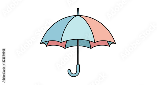 Colorful umbrella with a curved handle perfect for rainy days and sun protection.