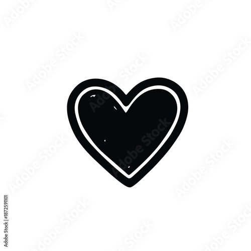 Black Heart Icon Simple Design Element.