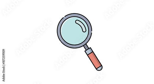 Magnifying glass illustration for searching and exploring details with a clear focus.