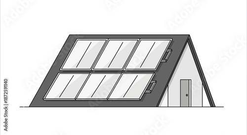 Modern Aframe house with solar panels installed on the roof for sustainable energy.