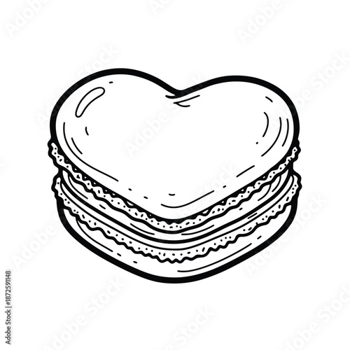 Heart Shaped Sandwich Illustration Simple Design.