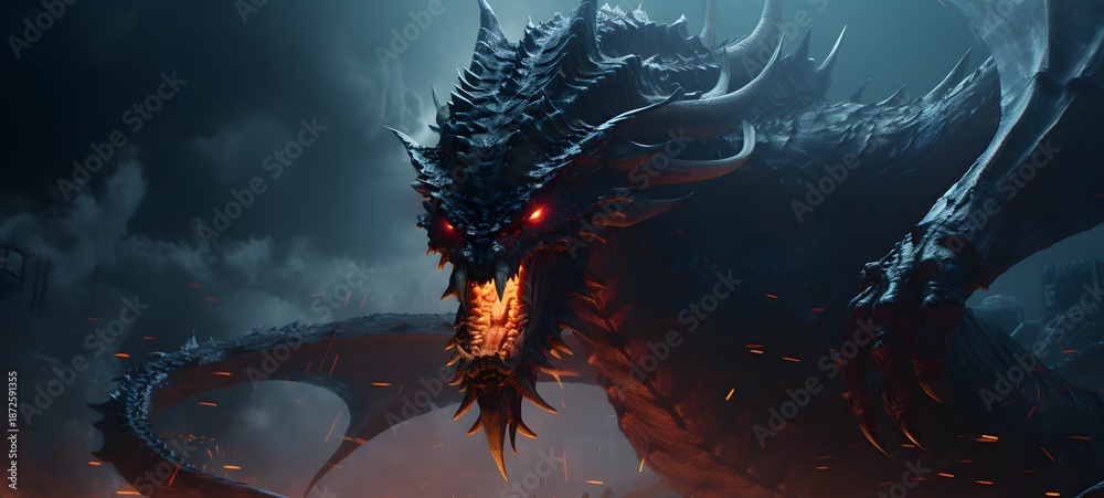 Fototapeta premium realistic photo of a glossy Kraken dragon,generative AI